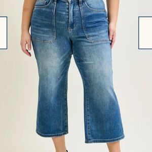 Judy Blue Georgia High Rise Utility Pockets Cropped Wide Leg Size 16W